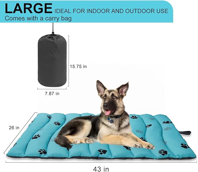 BINGPET Outdoor Travel Dog Bed for Large/Medium Dogs,Portable Waterproof Camping Mat with Carry Bag,Foldable Outside Bed,Machine Washable Indoor Pet Mat for Small,Medium and Large Dogs 26"x43"-PawvioPets