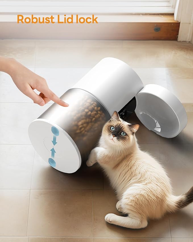 Automatic Cat Feeder Food Dispenser: 6L Timed Small Dog Dry Food Dispenser with 10s Voice - Distributeur Nourriture Chat Hund Programmable - Auto Pet Feeder with 1-6 Meals White-PawvioPets