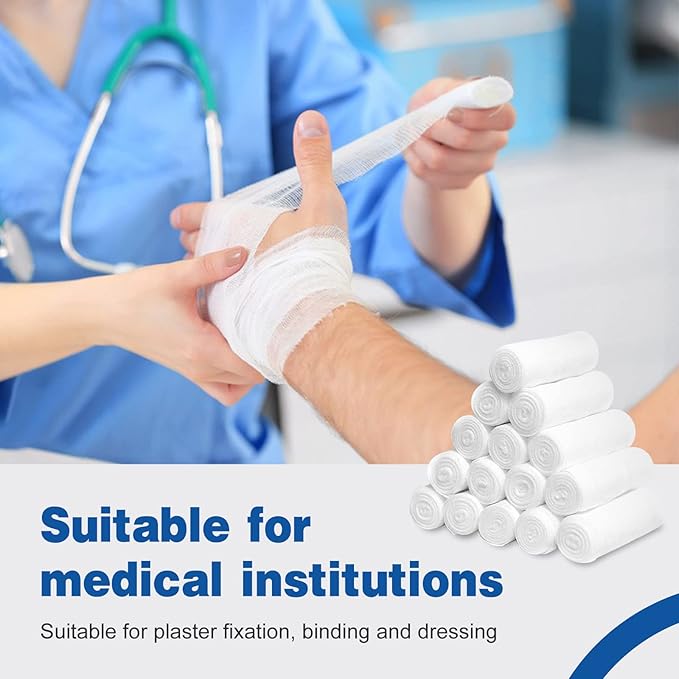 AZEN 12 Pack Gauze Rolls Bandages, 4 in x 4.1 Yards, Premium Medical Supplies & First Aid Supplies, Bandage Wrap Vet Wrap, Mummy Wraps-PawvioPets