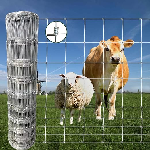 Farm Fence, 4ft x 164ft Galvanized Wire Fencing, Cattle Fence, Deer Fence, Heavy Zinc Coating Farm Fence Used to Hog Goat Fencing for Yard Garden and Field-PawvioPets