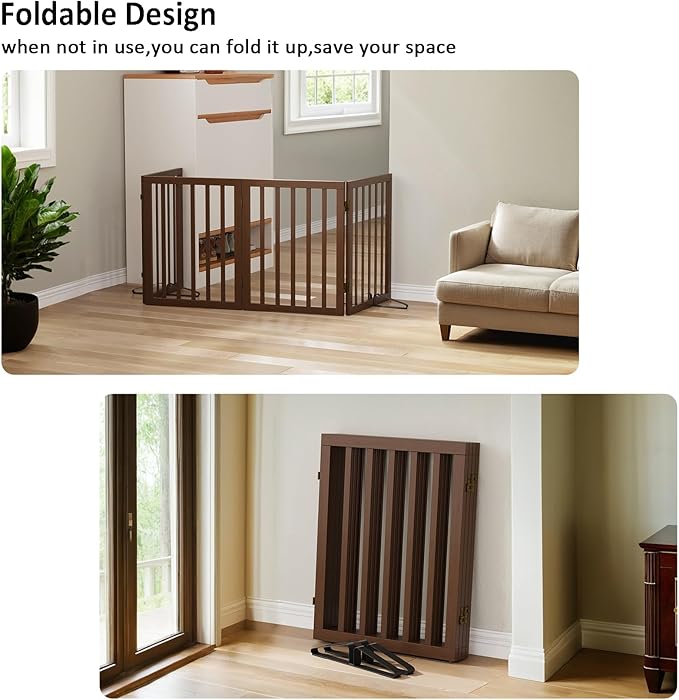 Dog Gate for Stairs,Foldable Dog Gate for Indoor Doorways House,Freestanding Pet Gates for Dogs,Doogie Puppy Fence Gate-PawvioPets