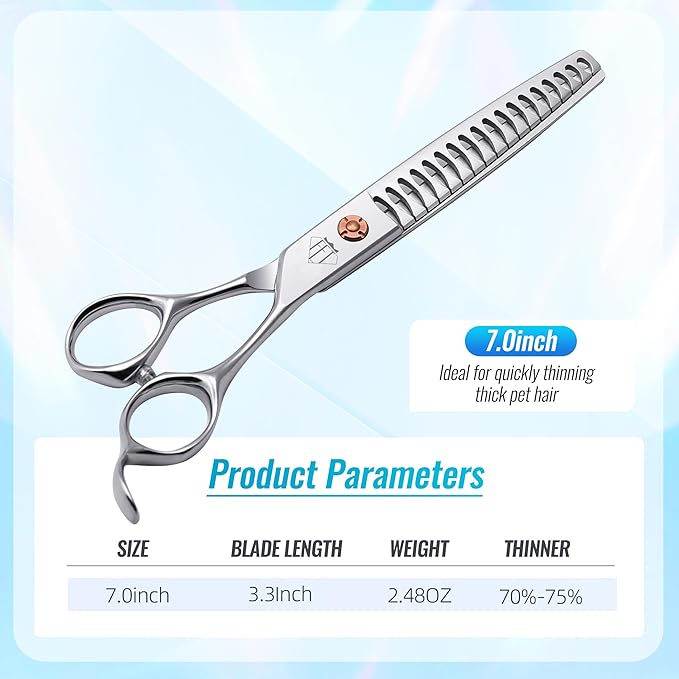 Dog Grooming Scissors: 7 inch Pet Chunker Shears Made Of Japanese 440c Advanced Stainless Steel Professional Grooming Scissors for Dogs Cats and Other Pets-PawvioPets