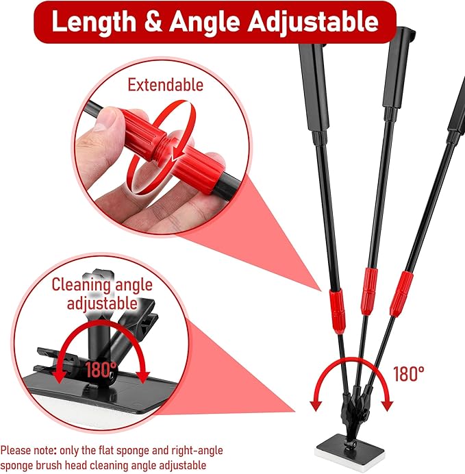 6 in 1 Aquarium Cleaning Tool Kit Fish Tank Algae Scraper, Sponge Pad, Fish Net, Gravel Rake and Cleaning Brush with Telescopic Long Handle-PawvioPets