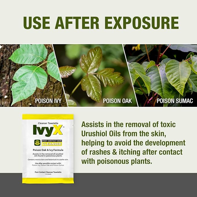 CoreTex Ivy X Post-Contact Poison Ivy Wipes with Resealable Travel Bag - Pack of 15 Single-Use Barrier Wipes to Assist in the Removal of Rashes - Also Works on Poison Oak & Sumac Oils-PawvioPets