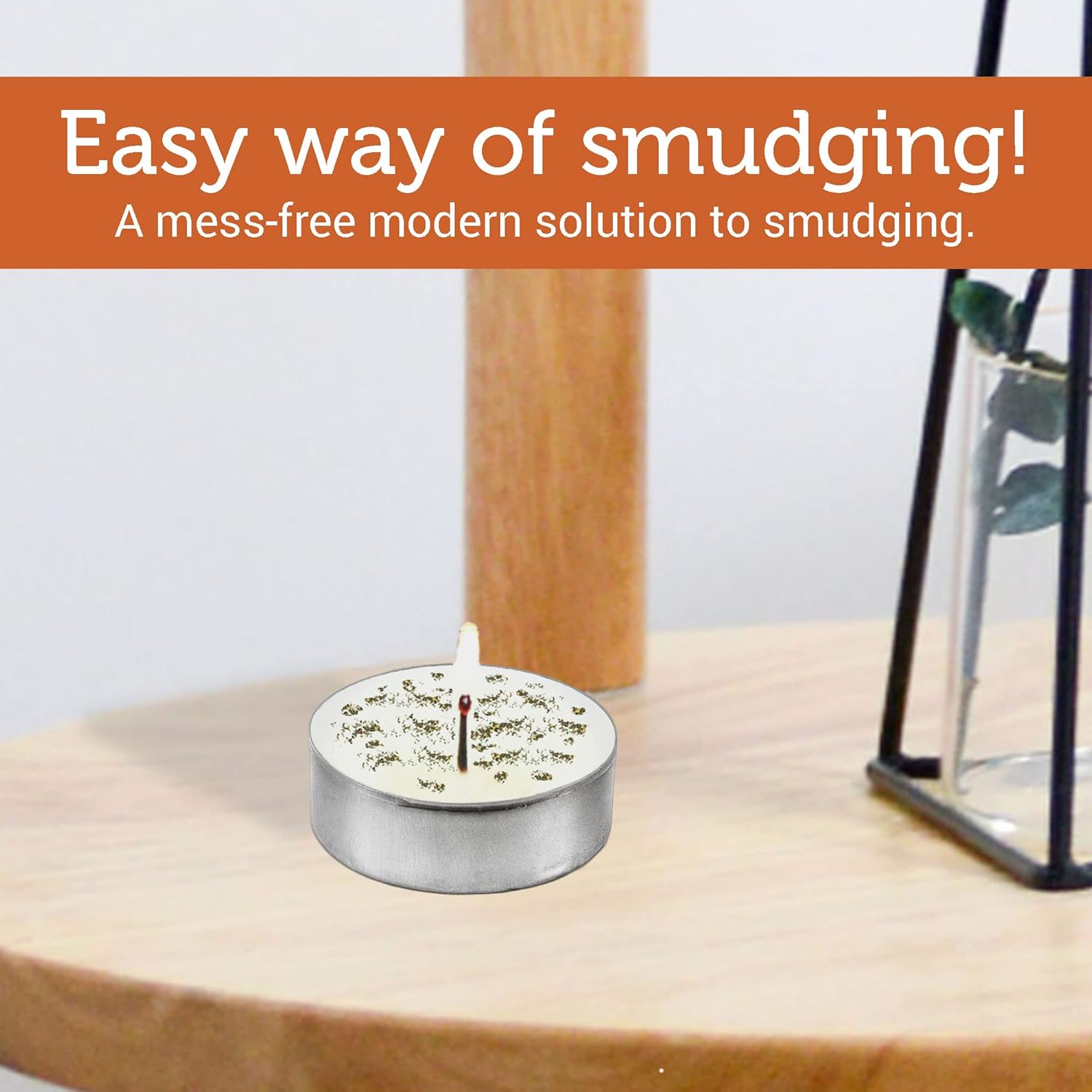 SOUL STICKS 12 Pack Little Smudgies Tealight Candles Smudge Candle for Cleansing House, Meditation, Chakra Healing | Made with Crystals and Herbs (Palo Santo)