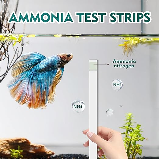 Ammonia Test Strips for Fish Tank, Ammonia Aquarium Test Strips for Saltwater & Freshwater Aquariums & Ponds, 50 Count Aquarium Water Test Kit-PawvioPets