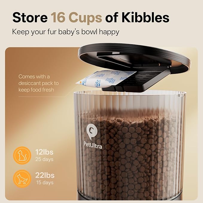 Automatic Cat Feeder WiFi- 5Ghz Cat Food Dispenser with APP Remote Control- Auto Pet Feeder for Small Dog Indoor- Easy to Set Up and Clean- Dual Power with Desiccant Bag& Stainless Steel-PawvioPets