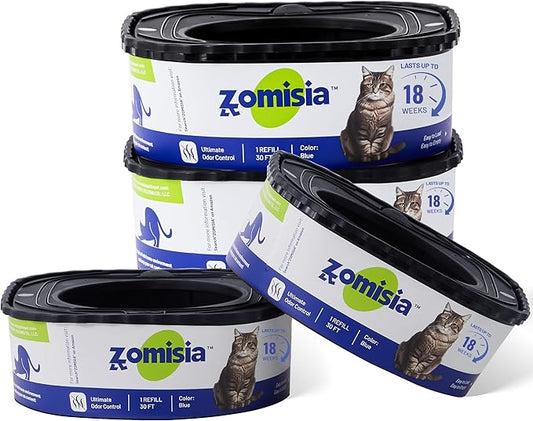 4 Pack Cat Litter Refill Bags, Non-See-Through Jumbo 120FT Cartridge Refill Total Up to Over 16 Months Per Cat for Odor Control, Compatible with Genie Standard, Plus, Style-PawvioPets