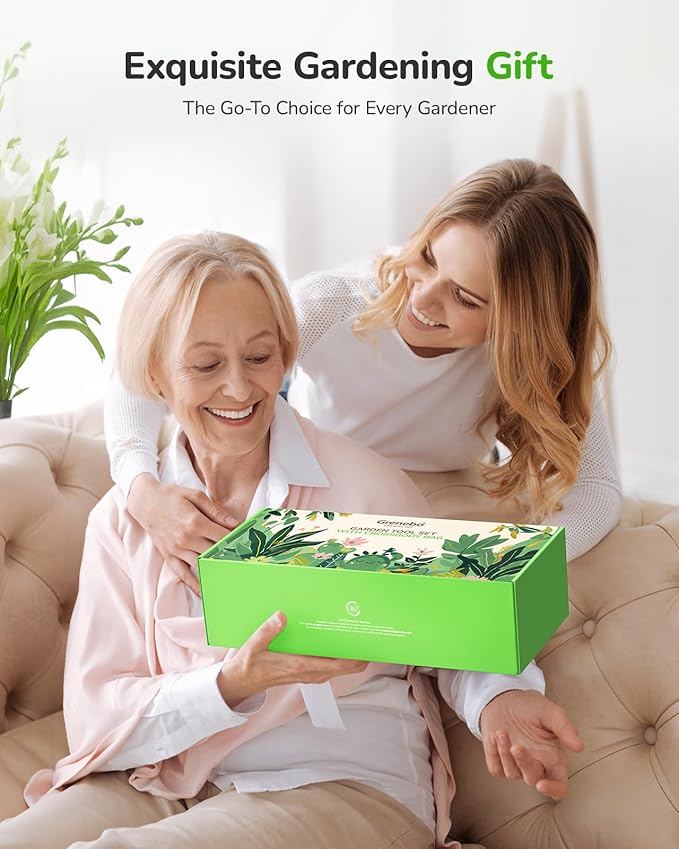 All-in-One Garden Tool Set, 11-Piece Heavy Duty Gardening Tools with Ergonomic Canvas Shoulder Crossbody Bag, Rust-Proof Premium Garden Tool Kit, Gardening Gift for Women Men, Green, GR003-PawvioPets