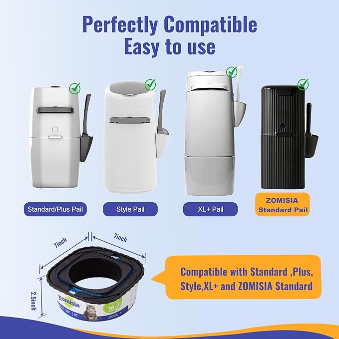 2 Pack Cat Litter Refill Bags, Non-See-Through Jumbo 60FT Cartridge Refill Total Up to 36 Weeks (Over 8 Months) Per Cat for Odor Control, Compatible with Genie Standard, Plus, Style-PawvioPets