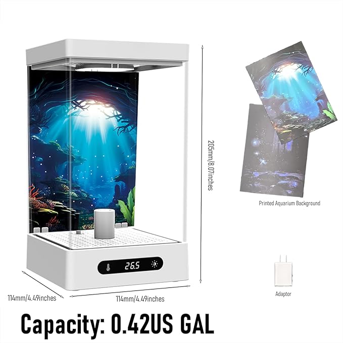 Betta Fish Tank, Smart Automatic Heating, Easy Water Change Valve, and Energy-Efficient LED Lighting - Perfect for Office, Home, and Bedrooms-PawvioPets