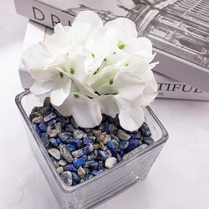 Crystals Chips Bulk Crushed Quartz Lapis Lazuli Stones 0.5 Lb/230g, Natural Irregular Shaped Healing Gravels Pebbles Decorative Stones for Fish Tank||Vase Filler|Succulent Plants Decor-PawvioPets