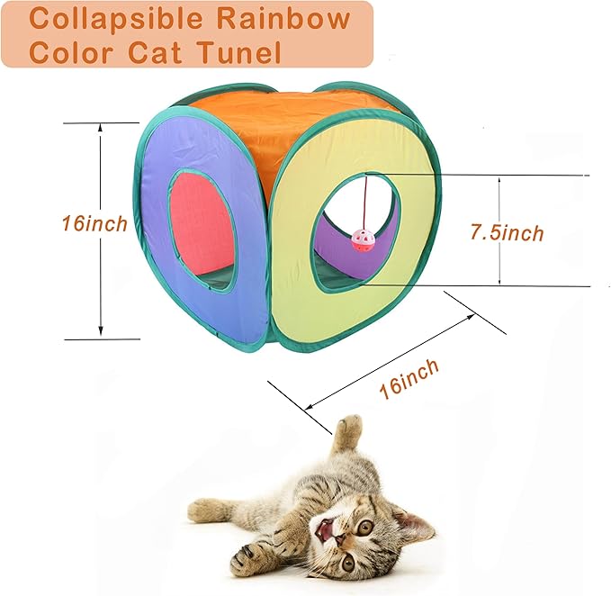 42pcs Interactive Cat Toys Kit - Multi-Activity Kitten Toy Set with Collapsible Tunnel, Feather Wand & Bell, Cat Balls Toys - Indoor Play Enrichment Supplies for Adult Cats & Kittens-PawvioPets