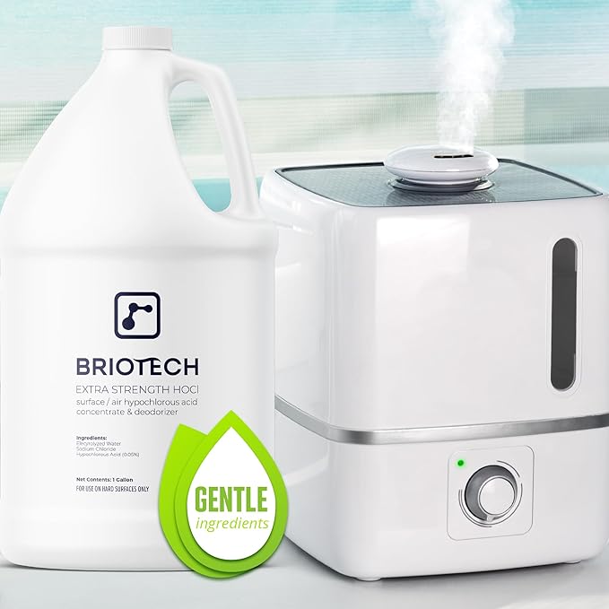 BRIOTECH Extra Strength HOCl Cleaner, 500 PPM Hypochlorous Acid Concentrate, ULV Foggers & Humidifiers, Professional Deodorizer for Dental, Offices, Schools, Homes, Peroxide Free, 1 Gallon-PawvioPets
