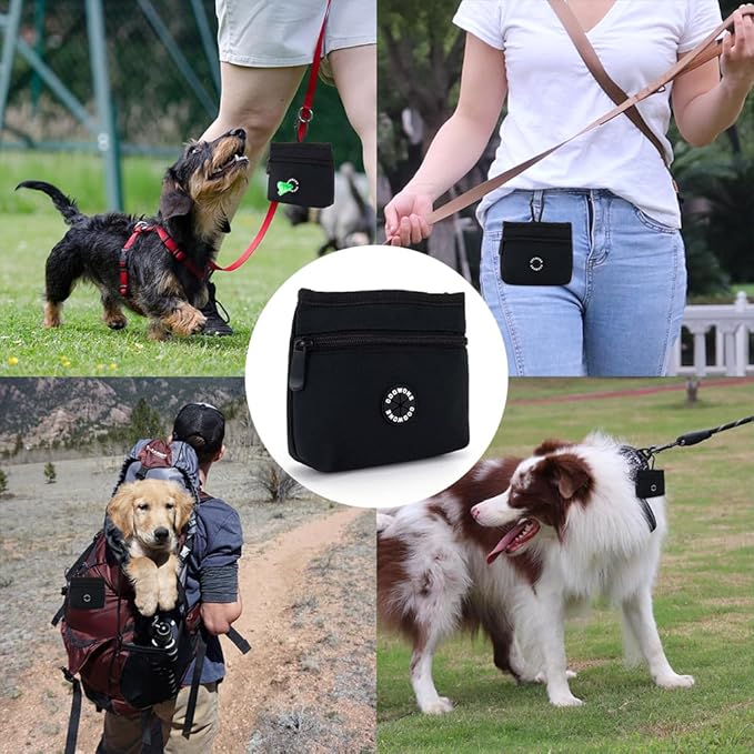 COOWONE Dog Treat Pouch with Pet Training Clicker, Detachable Dog Puppy Training Treat Bag, 900D Oxford Cloth Magnetic Closure Small Dog Poop Bag Holder for Travel or Outdoor Use-PawvioPets