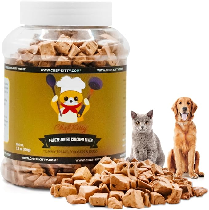 Freeze-Dried Chicken Liver Treats for Cats & Dogs – 100% Human Grade, Single Ingredient, High-Protein, Healthy Snack – No Additives or Preservatives – 3.1oz - Inspected & Tested in USA-PawvioPets