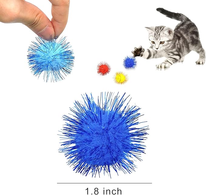 Andiker Cat Crinkle Balls, 2.36 Inches Colorful Cat Balls Chew and Chase Cat Mylar Crinkle Balls Lightweight Cat Toys for Indoor Cats to Keep Fit and Active (100pc)-PawvioPets
