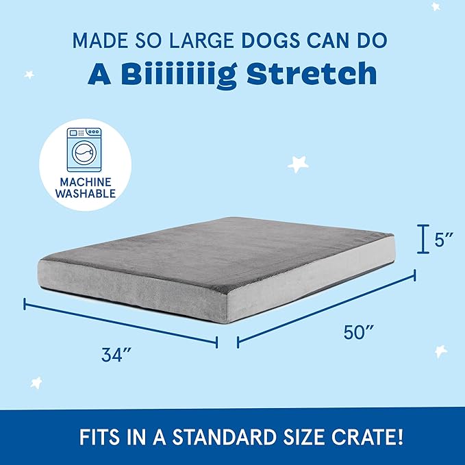 Barkbox Orthopedic Dog Bed with Memory Foam, Premium Comfort for Dogs and Puppies, Dog Bed for Joint Relief and Restful Sleep, Durable and Easy to Clean - Grey, XXL-PawvioPets