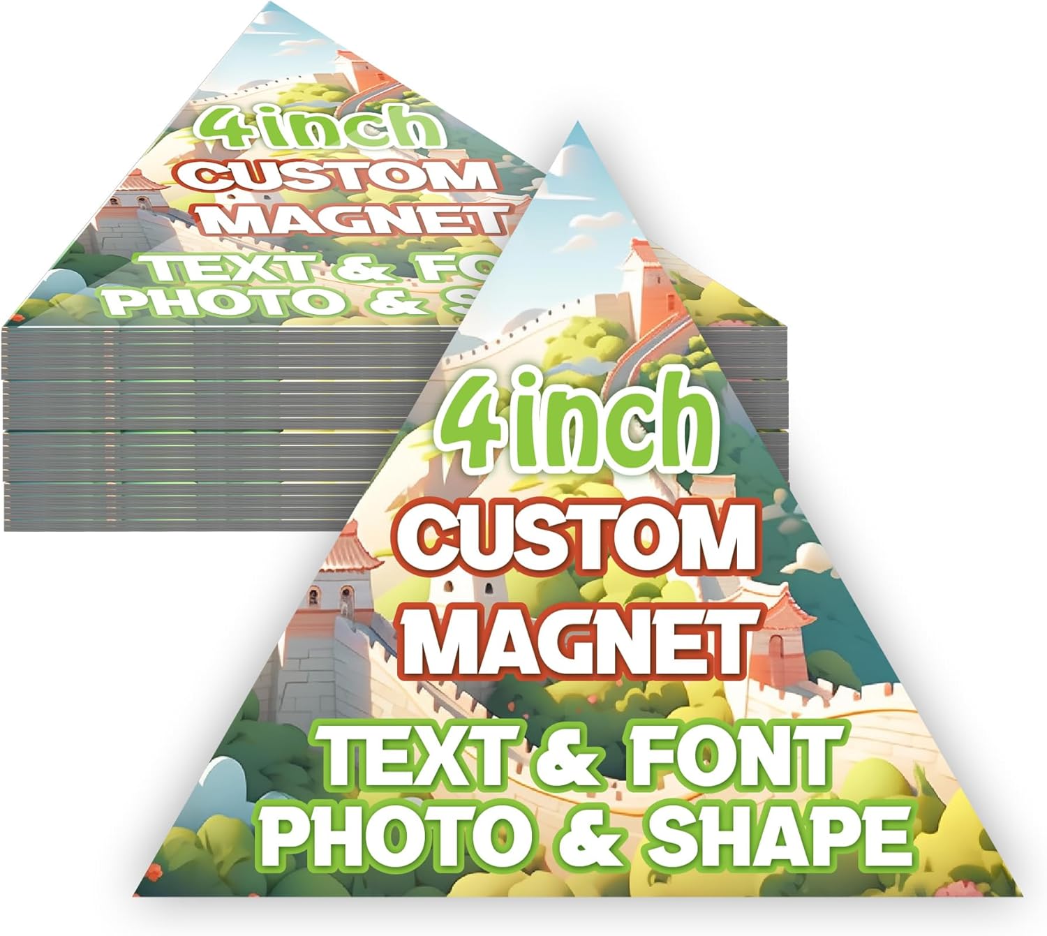 KETABAO – 4" Custom Triangle Photo Magnets - Upload Your Photo for Personalized Magnets - Choose Your Shape - Add Your Text Fridge, Locker, and Car & More