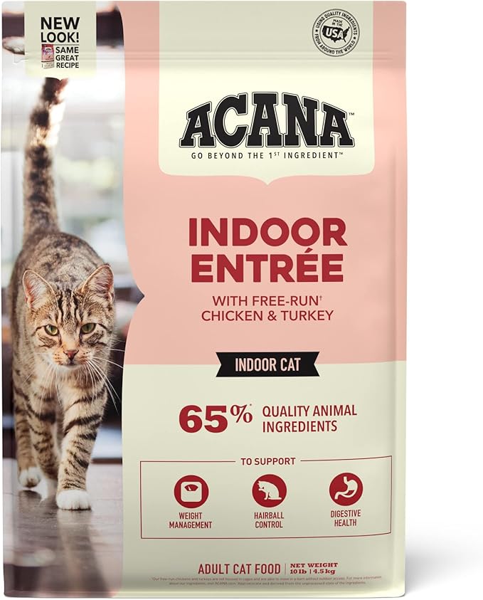 ACANA Dry Cat Food for Indoor Cats Indoor Entrée Chicken Turkey Whole Herring and Rabbit 10lb Bag-PawvioPets