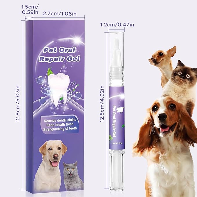 6Pcs Pet Oral Repair Gel, Dog Oral Repair Gel, Pet Breath Freshener for Cats and Dogs, Removes Tartar, Keeps Breath Fresh, Strengthens Teeth,No Brushing Oral Care Cleaner,3ML-PawvioPets