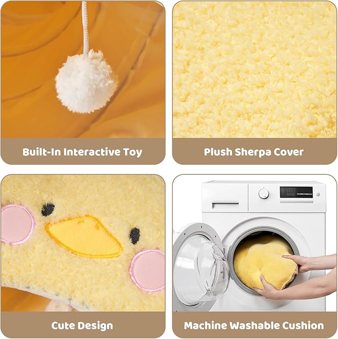 EHEYCIGA Cat Tunnel Bed for Indoor Cats, Cute Cat Donut Toy Tunnel for Small Large Cats with Washable Circle Cushion, Peekaboo Pet Cave Play Tunnel for Kitten, Puppy, Rabbit-PawvioPets