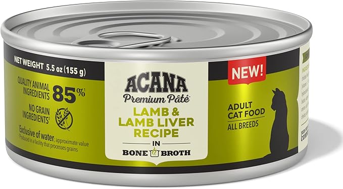 ACANA PREMIUM PATE Wet Cat Food, Lamb & Lamb Liver Recipe in Beef Bone Broth, 5.5oz (Case of 12)-PawvioPets
