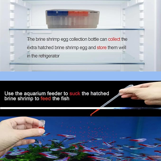 Brine Shrimp Egg Dispense Storage Kit with 50 Egg Collection Bottles, Holder, 3 Aquarium Feeders, 2 Automatic Feeding Bottles, Collecting Net-PawvioPets