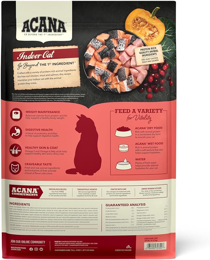 ACANA Highest Protein Dry Cat Food Indoor Cat Food Recipe 10lb Bag-PawvioPets