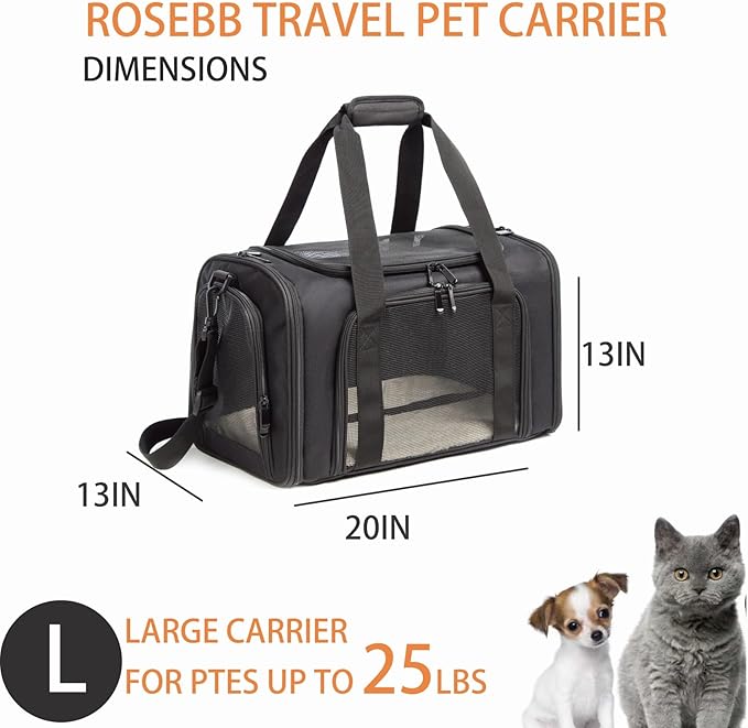 Cat Carrier Dog Carrier Pet Carrier Cat Bags for Small Medium Cats Dogs Puppies of 15 Lbs,of Airline Approved Small Dog Bag Soft Sided,Collapsible Travel Puppy Carrier(Large, Black)-PawvioPets