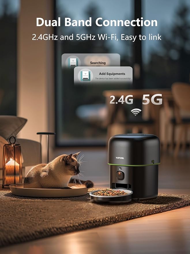 Automatic Cat Feeder with Camera - 5G WiFi Auto Cat Food Dispenser, 1080P HD Video with Night Vision, 1-15 Meals, 1-99 Portions, 2-Way Audio, Keeps Food Fresh, Timed Pet Feeder Also for Dogs-PawvioPets