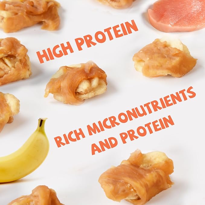 Dog Treats Chicken Wrapped Banana Slices with 1% Taurine, Healthy Training Snacks Rich in Natural Fiber, Rawhide-Free Grain-Free Soft Chews for Small Medium Dogs, 10.6oz-PawvioPets