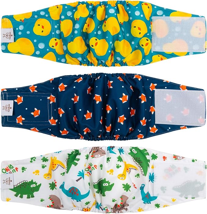 CuteBone Belly Wrap Male Dog Washable Puppy Diapers Reusable Doggie Diapers XSmall 3pcs a Pack DM02XS-PawvioPets