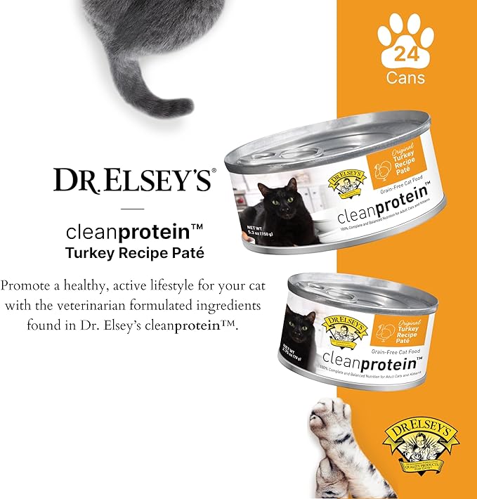 Dr. Elsey's cleanprotein Original Turkey Recipe Wet Cat Food, (Pack of 24), 2.75oz Cans-PawvioPets
