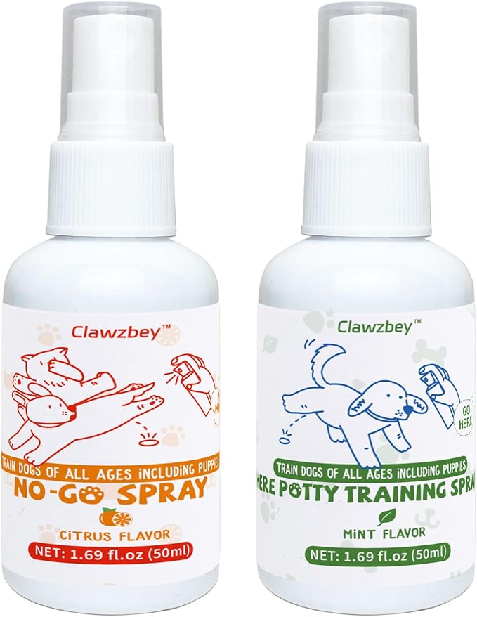 Dog Potty Spray Set, No-Go Spray & Potty Training Spray, Puppy Essentials, Stops Urination & Marking, Indoor and Outdoor Use (1.69 fl oz)-PawvioPets