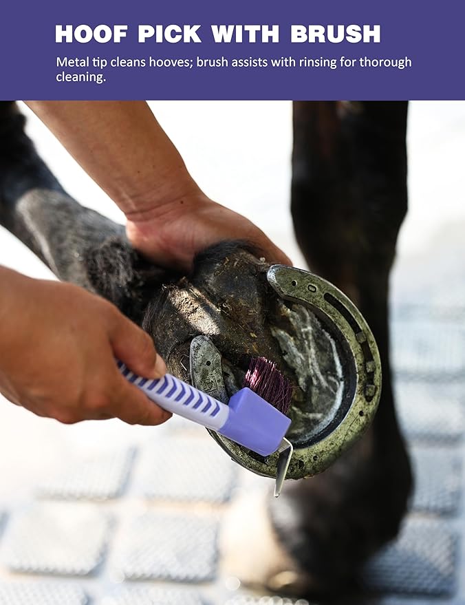 9PCS Horse Grooming Kit Curry Comb Sweat Scraper Horse Bathing Supplies Grooming Tools with Storage Bag Sugar Taro-PawvioPets