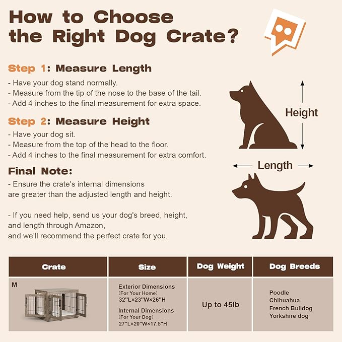 Dog Crate Furniture with Cushion, 32 inch Wooden Kennel Table with Double Doors, Indoor Dog House End Table for Small/Medium Dog, Grey (32x23x26in)-PawvioPets