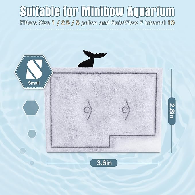12 Packs Small Filters Cartridges Compatible with Aqueon Small Filter Carbon Filter Cartridge Compatible with Aqueon QuietFlow E Internal Power Filter 10 and 1/2.5/5 Gallon Minibow Aquarium Filters-PawvioPets