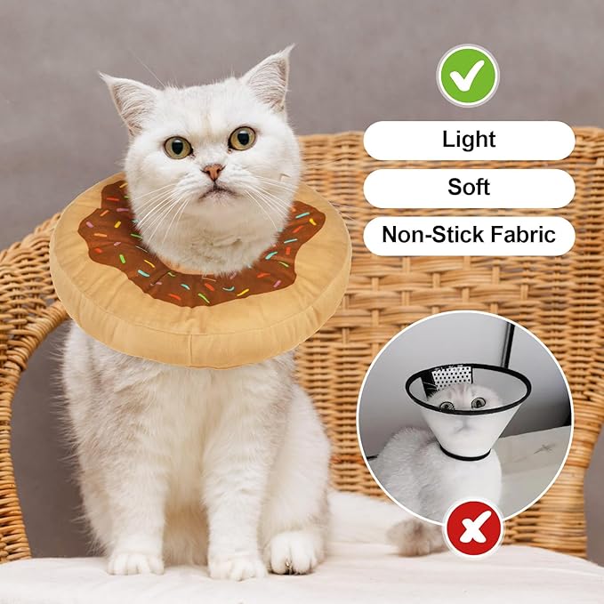 BEAUTYZOO Cat Cone Collars Soft, Cat Recovery E Collars After Surgery to Stop Licking, Adjustable Elizabeth Circle Collar Cute Pet Donut Pillow for Cats Kitten Small Dogs-PawvioPets