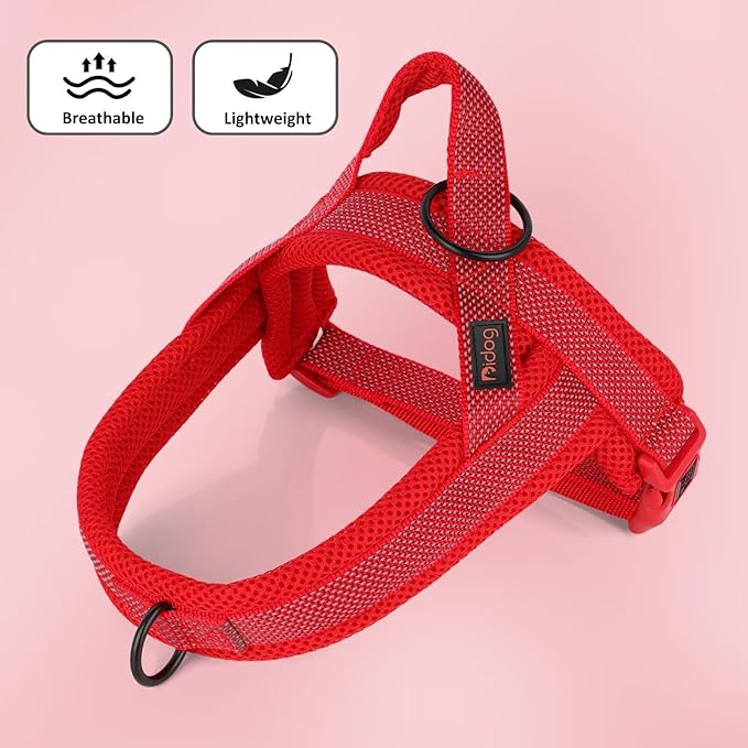 Didog No Pull Dog Harness with Breathable Mesh Padded, Full Reflective & Quick Fit Adjustable Vest Harness, Easy for Training Walking for Small & Medium and Large Dogs (Red, M:Chest 21-26")-PawvioPets
