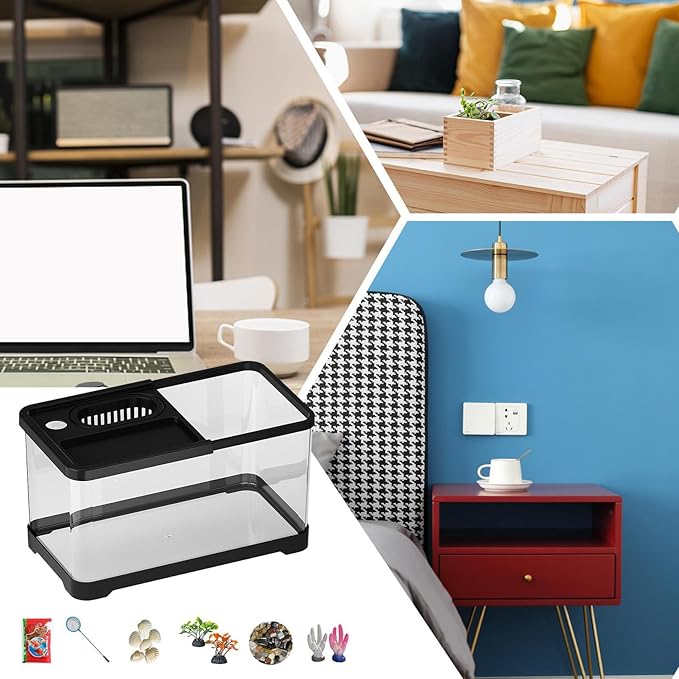 Fish Tank Starter Kit - Small Aquarium | Fish Tank Starter Kit With Filter And Light | Gallon Small Aquarium | Underwater Landscape Decoration, Compact Glass Aquariums Set For Den Living Room Dorm Kid-PawvioPets