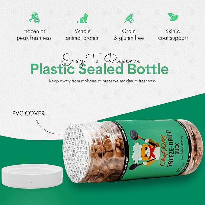 Freeze-Dried Duck Treats for Cats & Dogs – 100% Human Grade, Single Ingredient, High-Protein, Healthy Snack – No Additives or Preservatives – 1.5oz - Inspected & Tested in USA-PawvioPets