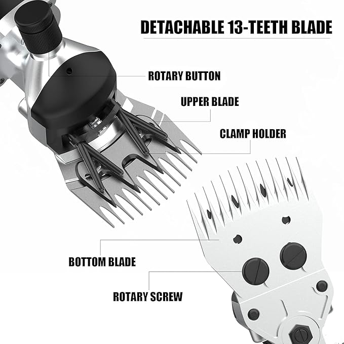 550W Professional Electric Sheep Clipper, 6 Speeds Heavy Duty Dog Shears for Thick Fur-PawvioPets