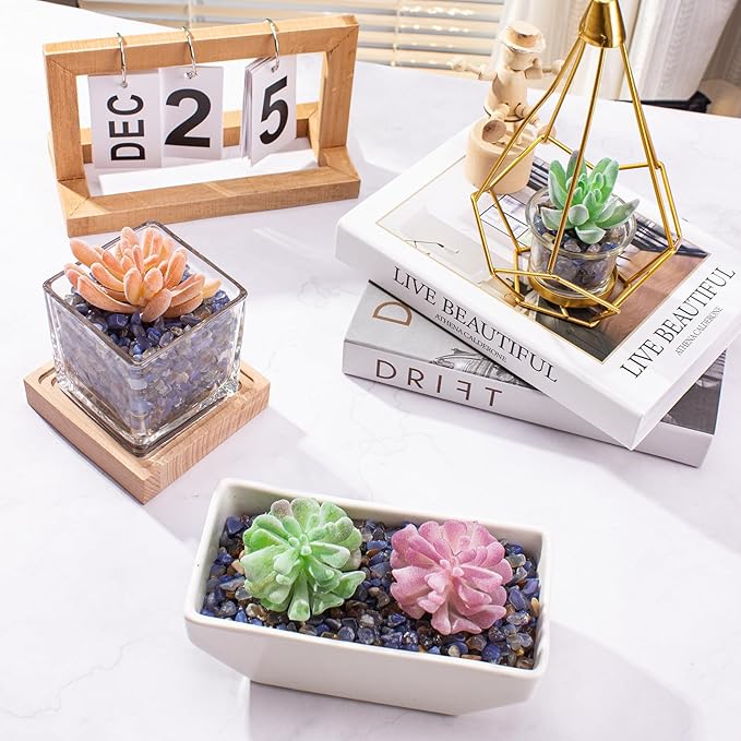 3 Lb Blue Agate Polished Tumbled Stones Chips, Aquarium Gravel Rocks Natural Decorative Pebbles Marbles for Aquarium, Vase Fillers, Succulent Plants Decor-PawvioPets