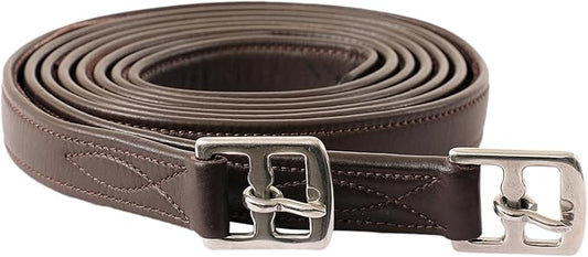 Exion FlexiStrong Stirrup Leathers for English Saddles – 1" Premium Calfskin with Nylon Core – Numbered Holes, Stainless Steel Buckles – Black/Brown – Horse Riding Gear (48"/120cm to 62"/155cm)-PawvioPets