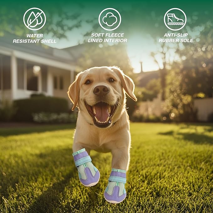 Dog Shoes for Large Dogs, Anti-Slip Dog Boots for Winter Snow, Hot Pavement, Dog Booties & Paw Protectors Blue Size 6-PawvioPets