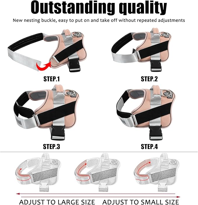 Bolux Dog Harness, No-Pull Reflective Dog Vest, Breathable Adjustable Pet Harness with Handle for Outdoor Walking - No More Pulling, Tugging or Choking-PawvioPets