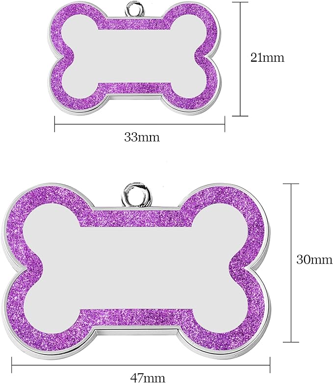 Dog Tags Personalized for Pets Dog Name Tags Personalized Dog Tag Engraved with Any Name & Text Custom Dog ID Tags Glitter Bone ID Tag for Puppy Cat (Silver S, Bone)-PawvioPets