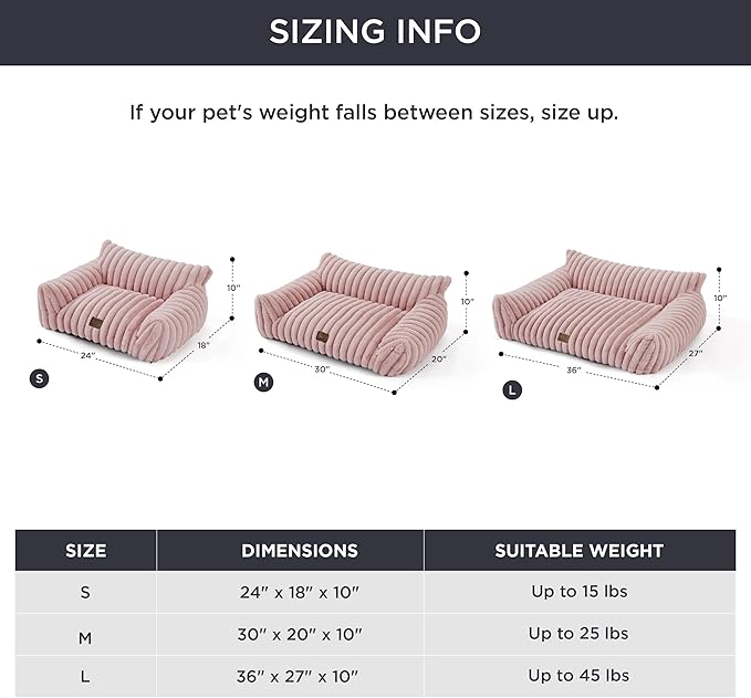 Bedsure Cute Cat Couch for Pets - Fluffy Cat Sofa with Premium Soft Corduroy Fleece, Fuzzy Pet Couch Bed with Removable Washable Cover, Supportive Chair for Indoor Cats, 24inch, Blush Pink-PawvioPets
