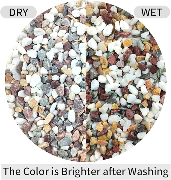 2 lbs Natural Mixed Color Pea Gravel Pebbles, 3/8 inch Decorative Rocks for Succulents, Pebbles for Indoor Plants, Vases, Aquarium Gravel, Top Dressing, Outdoor Decorative Stones-PawvioPets